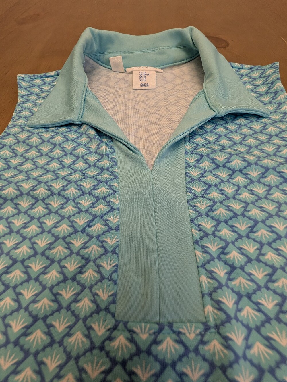 Sigrid Olsen Golf & Tennis Aqua Shell Print Collared Tank Dress Women's Size XS